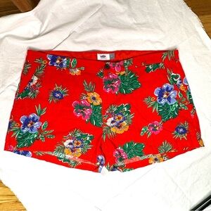 Old Navy 16‎ Red Tropical Linen Blend Shorts​